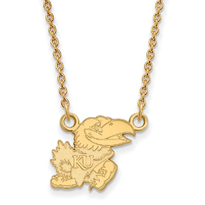 Ladies necklaces for clan ties -10k Yellow Gold U of Kansas Small Pendant Necklace