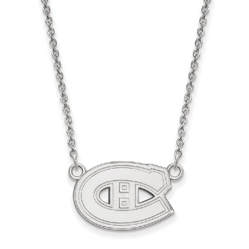 Ladies necklaces trio sets -Sterling Silver NHL Montreal Canadiens Small Necklace, 18 In