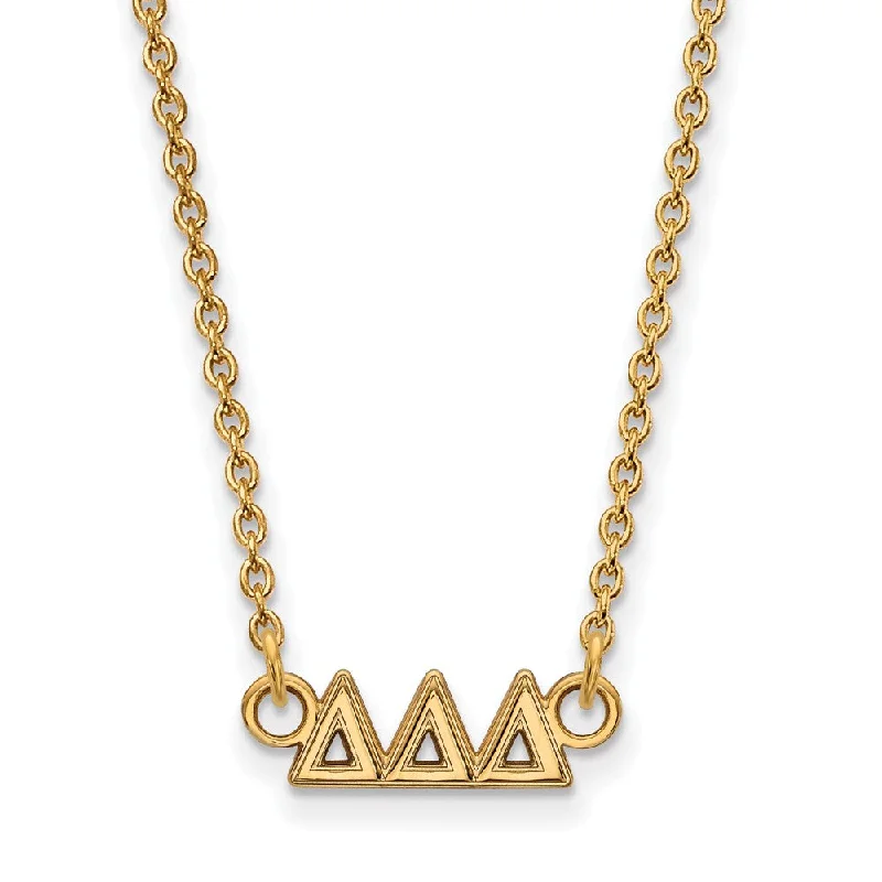 Ladies necklaces green materials -14K Plated Silver Delta Delta Delta XS (Tiny) Greek Letters Necklace