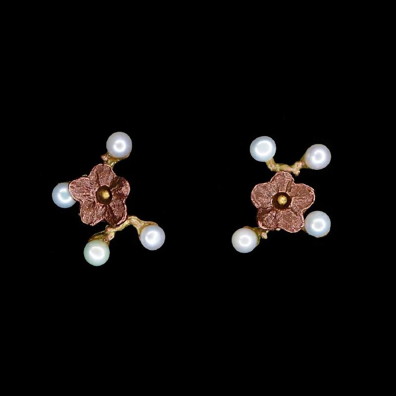 ladies-flower-gold-earrings-Ume Earrings - Post with Flowers