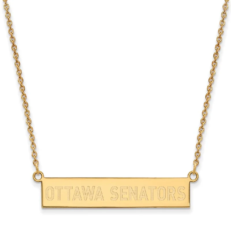 Ladies necklaces with spark charms -SS 14k Yellow Gold Plated NHL Ottawa Senators SM Bar Necklace, 18 Inch