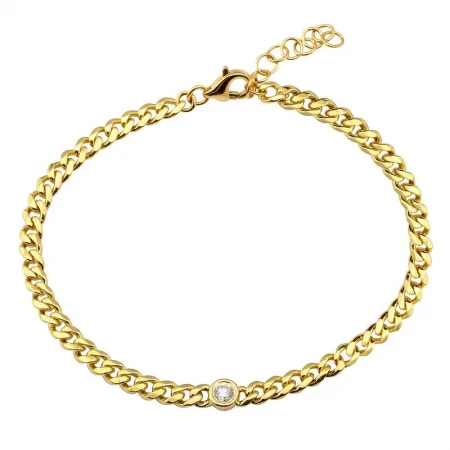 Ladies bracelets artisan elegance -14k Yellow Gold Diamond Bezel Link Bracelet