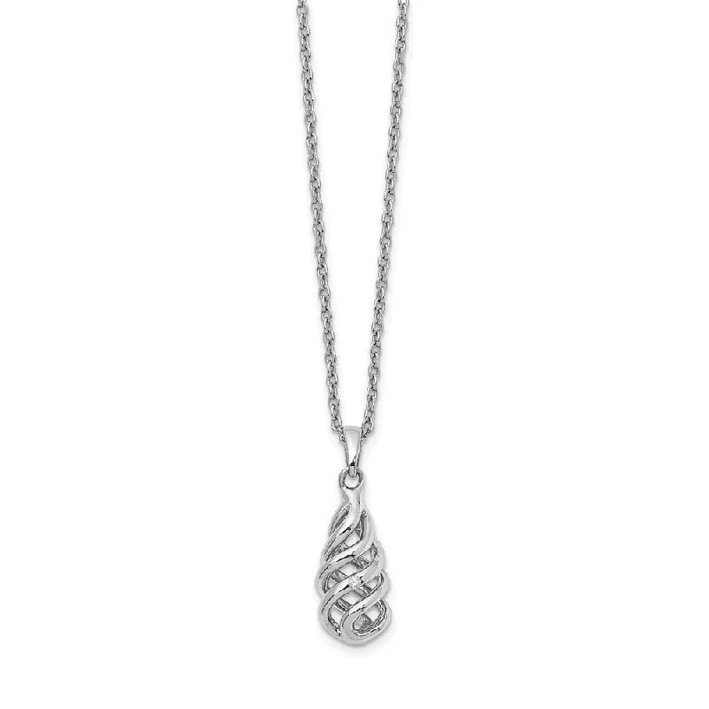 Ladies necklaces cute elegance -Diamond Accent Spiral Necklace in Rhodium Plated Silver, 18-20 Inch