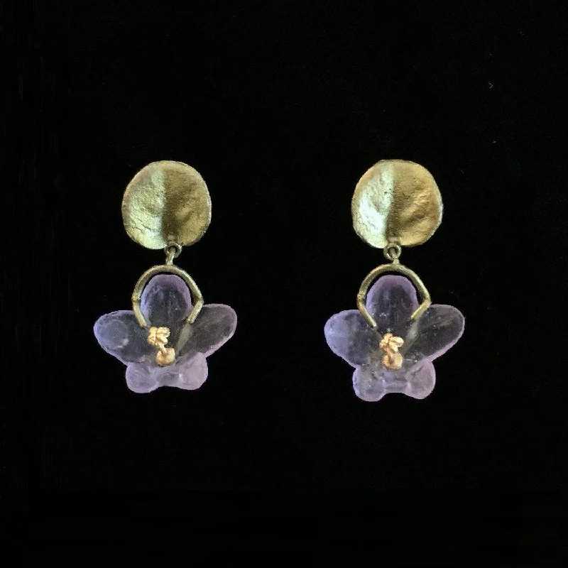 ladies-vintage-pearl-earrings-African Violet Earring - Dangle Post