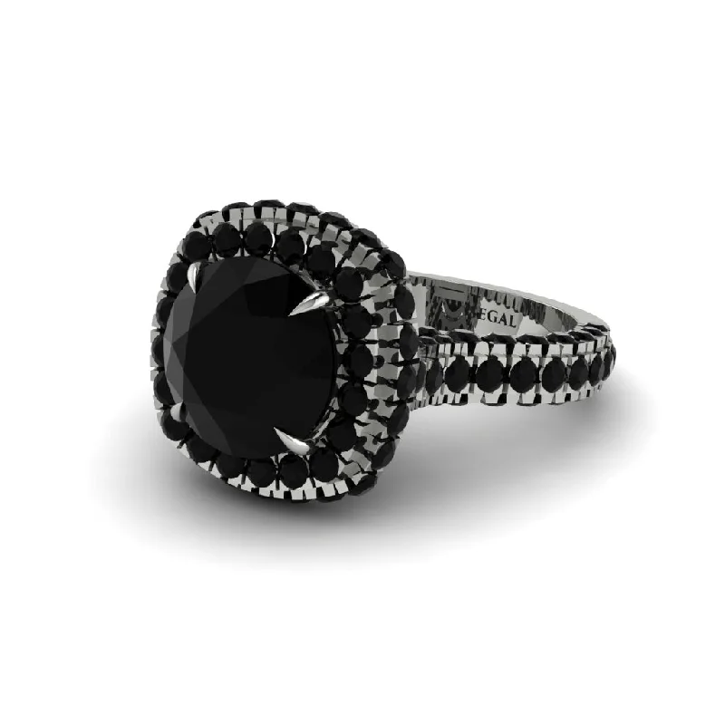 engagement-luxury-white-gold-rings-Black Diamond Pave Double Halo Engagement Ring - Eve No. 39