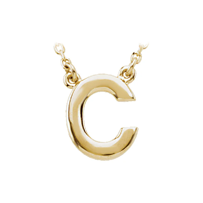 Ladies necklaces tarnish-free silver -14K Yellow Gold, Kendall Collection, Block Initial C Necklace, 16 Inch