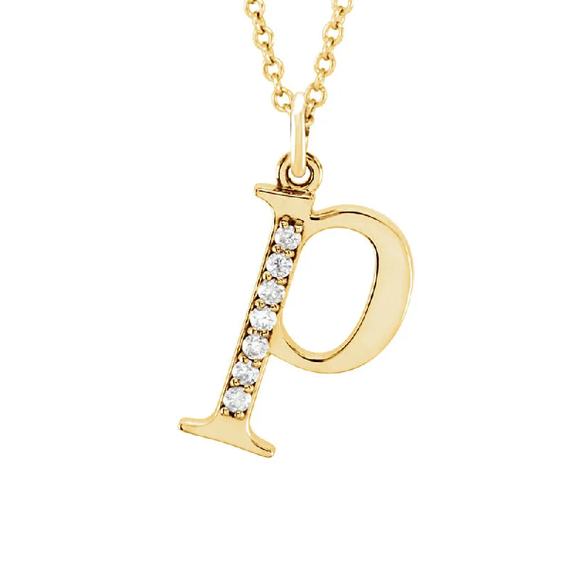 Ladies necklaces for film vibes -The Abbey 14k Yellow Diamond Lower Case Initial 'p' Necklace 16 Inch