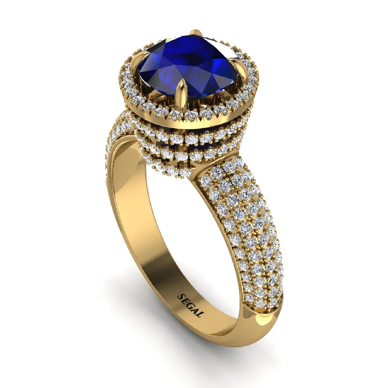 engagement-handmade-gold-rings-Sapphire Cluster Halo Engagement Ring - Katie No. 13