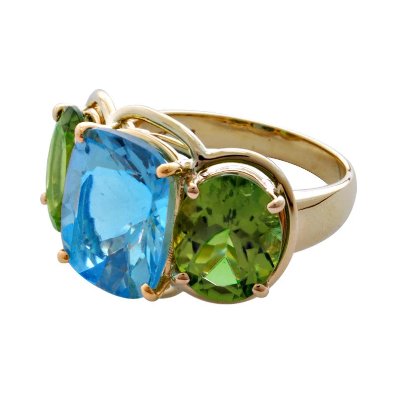 ladies-unique-silver-rings-Ring-Blue Topaz and Peridot