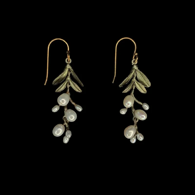 ladies-statement-hoop-earrings-Jasmine Vine Earrings - Pearl Drop