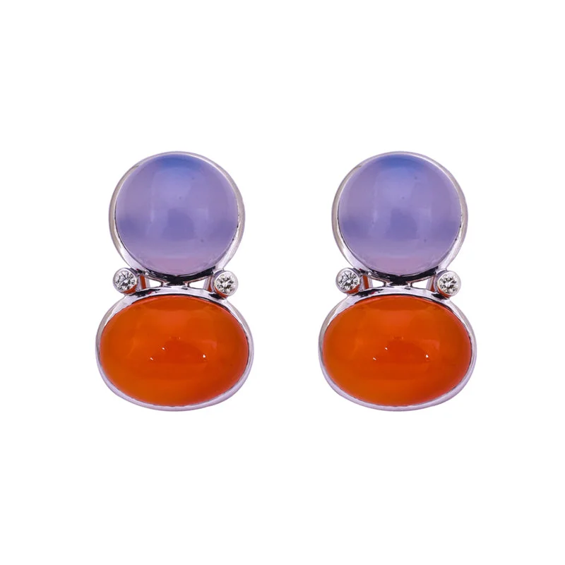 ladies-handmade-rose-gold-earrings-Earrings- Chalcedony, Cornelian and Diamond