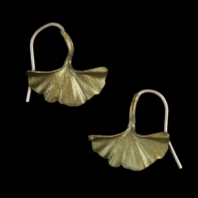 ladies-vintage-silver-earrings-Ginkgo Earrings - Single Leaf