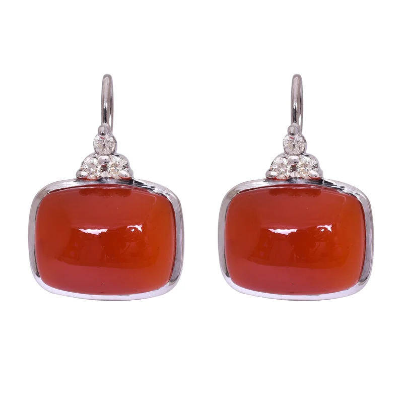 ladies-elegant-post-earrings-Earrings- Cornelian and Diamond in Silver