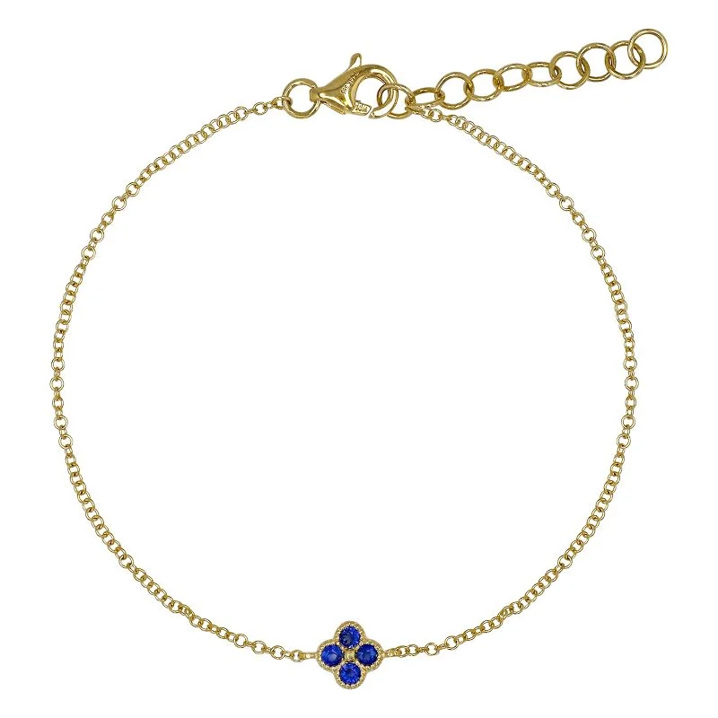 Ladies bracelets for trendsetter vibes -14K Yellow Gold Sapphire Clover Bracelet