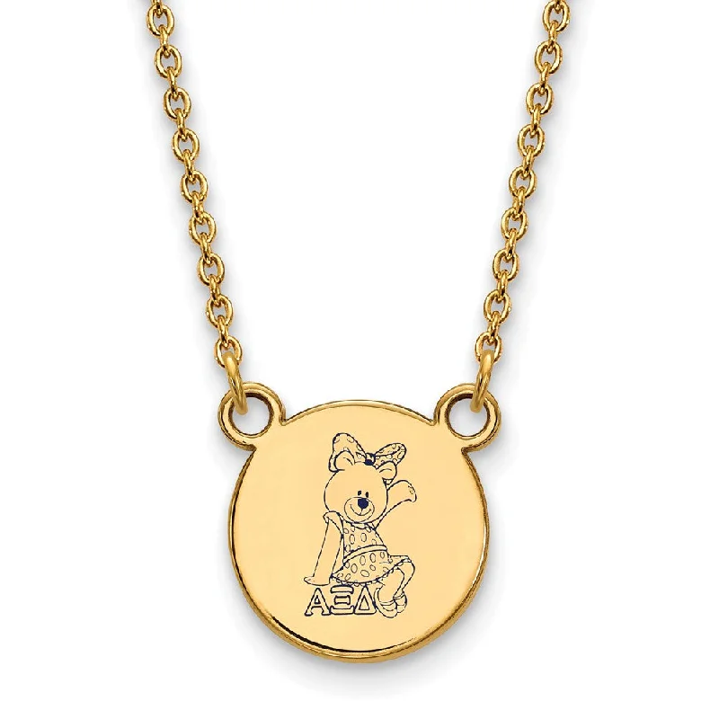 Ladies necklaces with arch pendants -14K Plated Silver Alpha Xi Delta Small Enamel Mascot Necklace