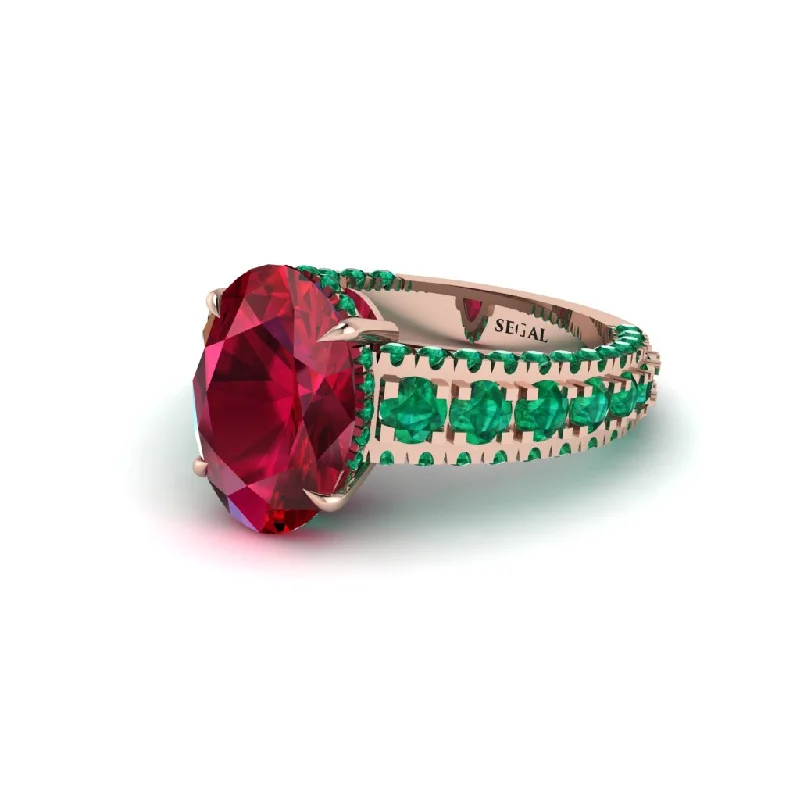 engagement-custom-white-gold-rings-4ct Oval Cut Ruby Pave Engagement Ring - Selah No. 26