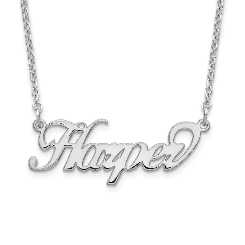 Ladies necklaces chic elegance -Personalized Polished Fancy Small Script Name Necklace