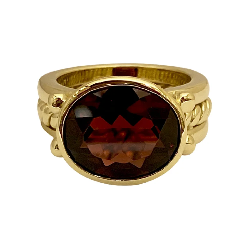 ladies-asscher-cut-rose-gold-rings-Ring - Garnet in 18K gold