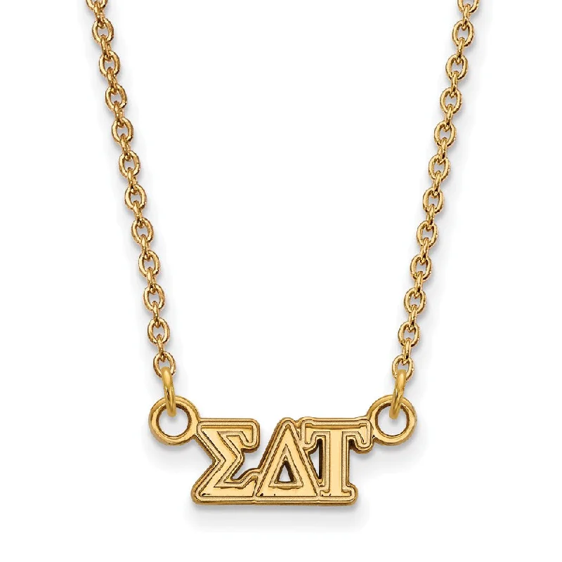 Ladies necklaces for red-carpet nights -14K Plated Silver Sigma Delta Tau XS (Tiny) Greek Letters Necklace