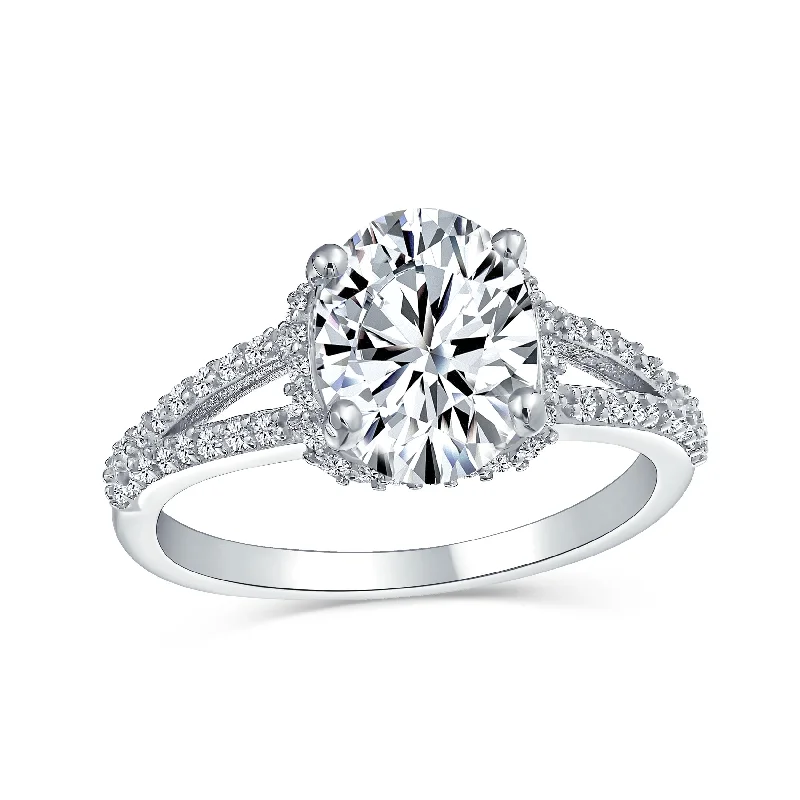 engagement-cushion-cut-gold-rings-Classic 3CT AAA CZ Oval Solitaire Engagement Ring with Split Shank Silver Band