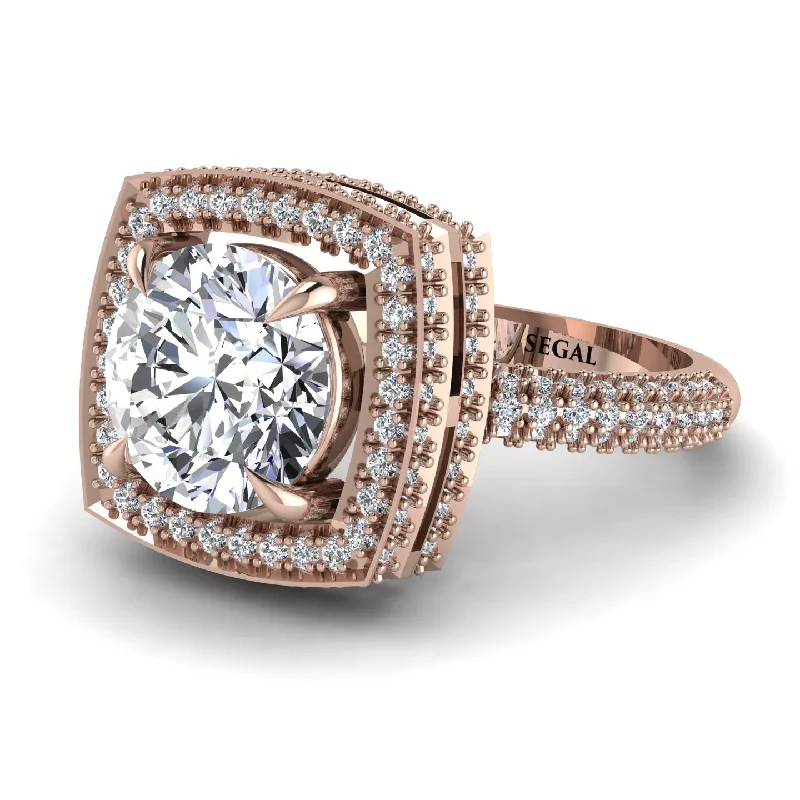 engagement-bridal-channel-set-rings-Round Diamond Double Halo Engagement Ring - Kayleigh No. 2