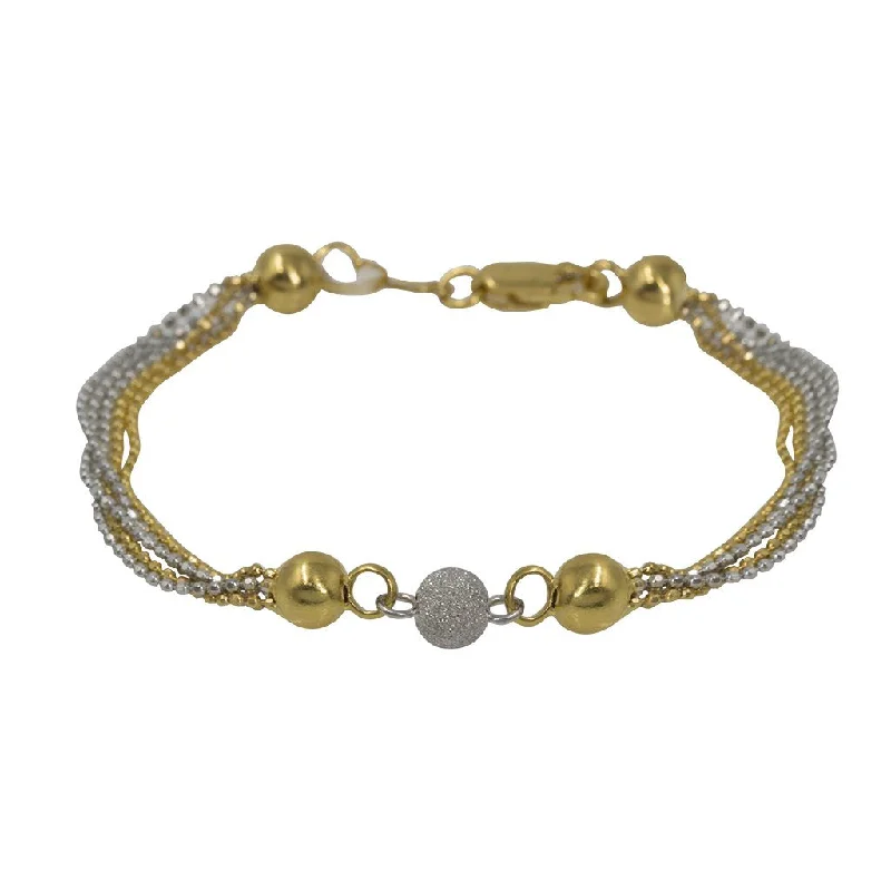 Ladies bracelets classic elegance -22K Multi Tone Gold Bracelet W/ Multi Beaded Strands & Gold Ball Accents