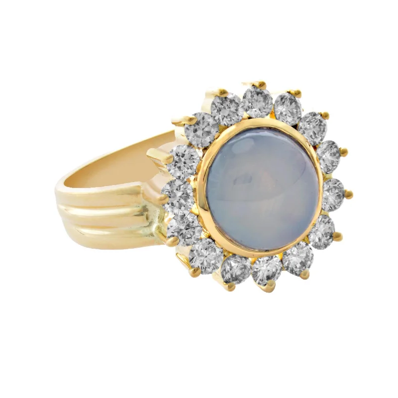 ladies-round-silver-rings-Ring- Blue Sapphire And Diamond (1916E)