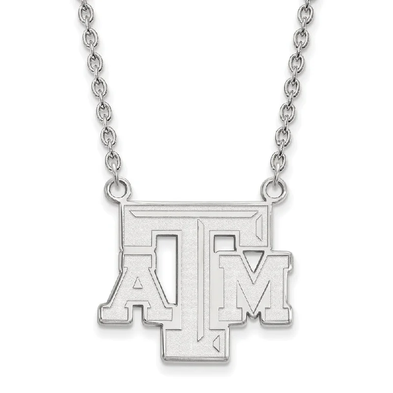 Ladies necklaces bold elegance -10k White Gold Texas A and M Pendant Necklace