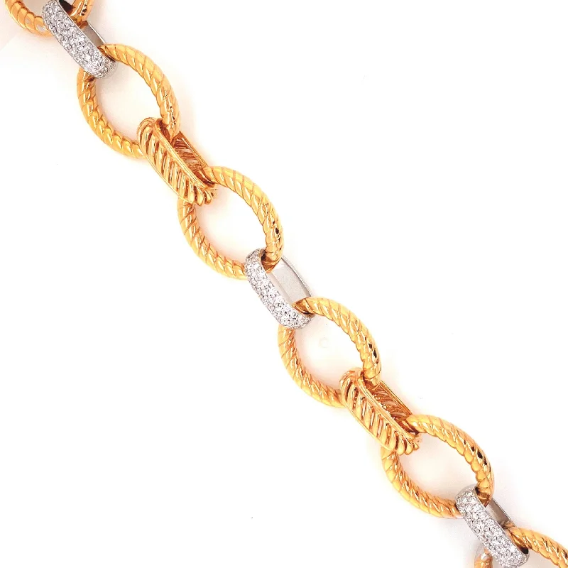 Ladies bracelets artisan elegance -18K White & Yellow Diamond Link Bracelet