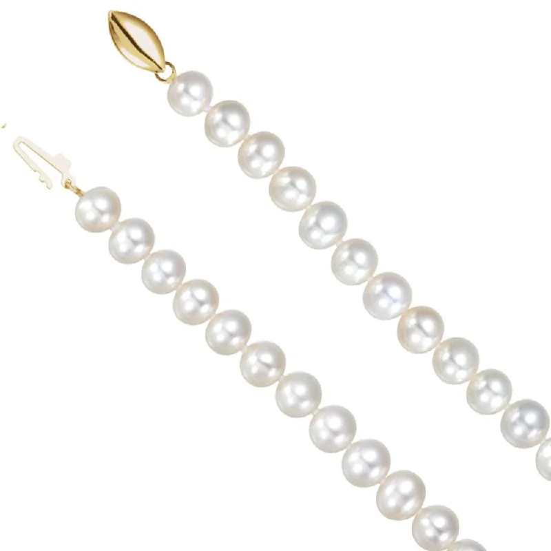 Ladies necklaces bold modernity -6.5-7.0mm, White FW Cultured Pearl & 14k Yellow Gold Necklace, 18 Inch