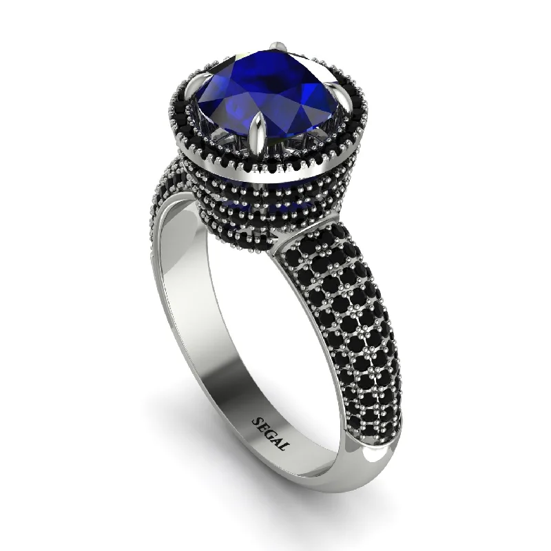 engagement-wedding-halo-rings-Sapphire Cluster Halo Engagement Ring - Katie No. 45