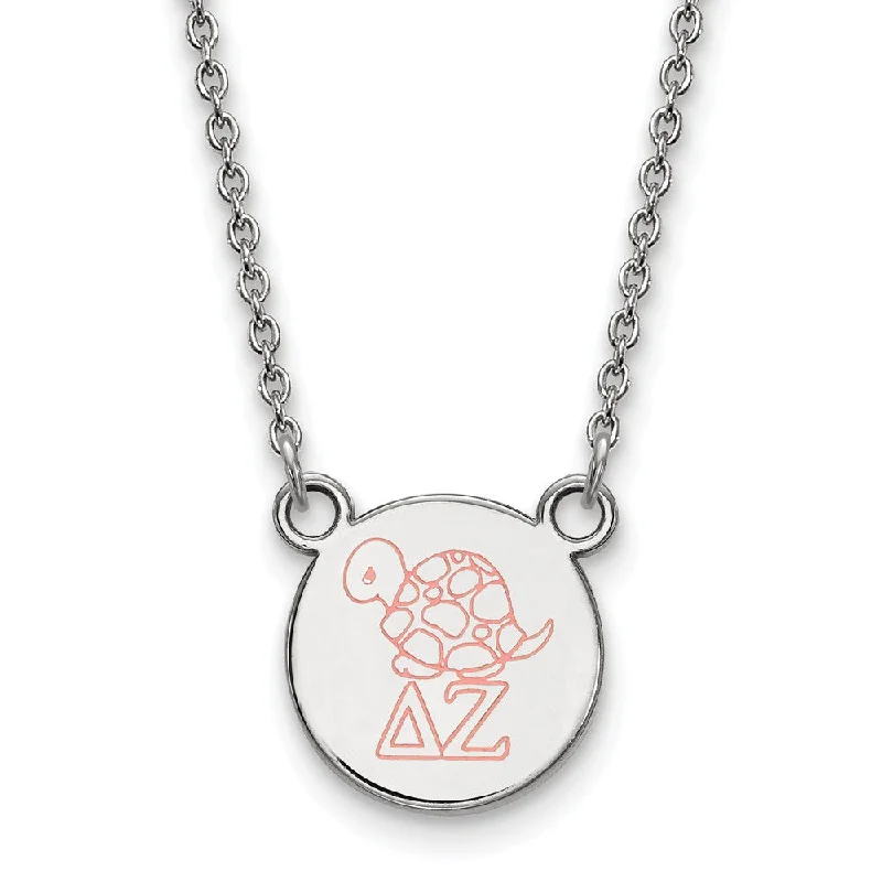 Ladies necklaces stylish charm -Sterling Silver Delta Zeta Small Enamel Necklace