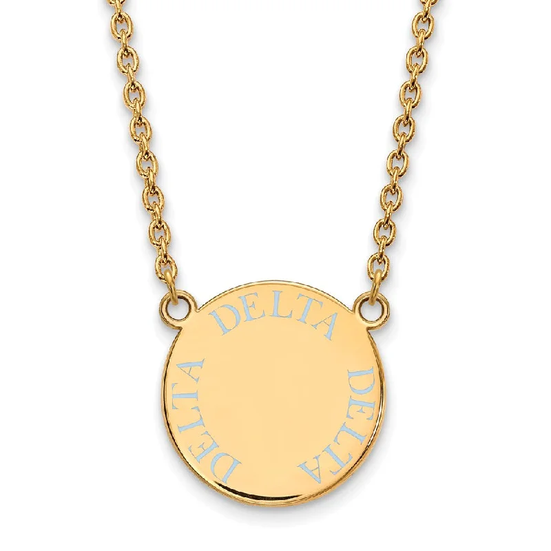 Ladies necklaces for wild vibes -14K Plated Silver Delta Delta Delta Large Enamel Disc Necklace