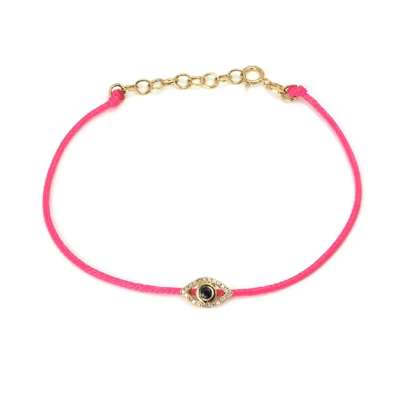 Ladies bracelets fade-resistant metal -14k Yellow Gold Sapphire and Diamond Evil Eye Bracelet