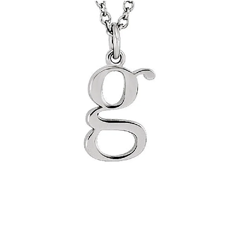 Ladies necklaces with silk accents -The Abbey Lower Case Initial 'g' Necklace in 14k White Gold, 16 Inch