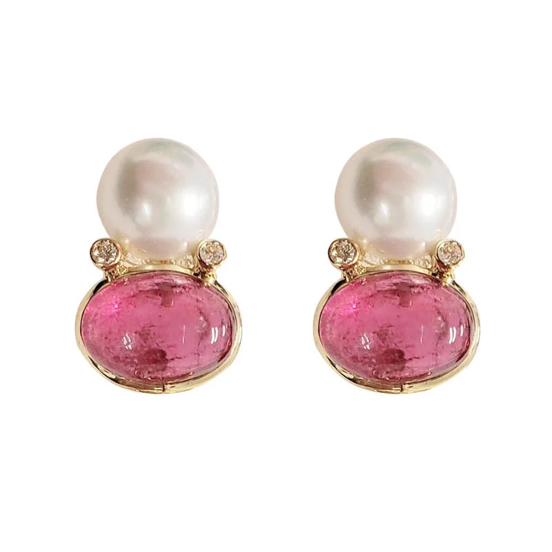 ladies-infinity-gold-earrings-EARRINGS- RUBELLITE, S.S. PEARL AND DIAMOND