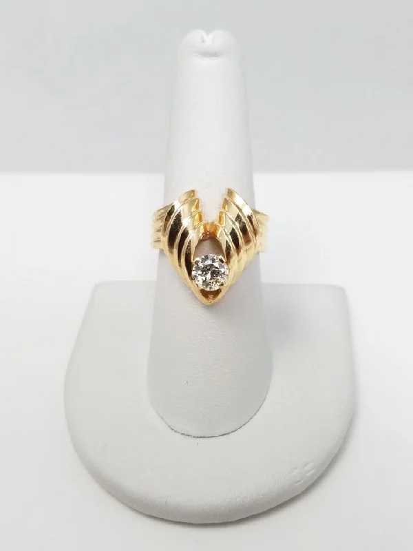 ladies-princess-cut-rose-gold-rings-Distinct Natural Diamond 14k Yellow Gold Custom Ring