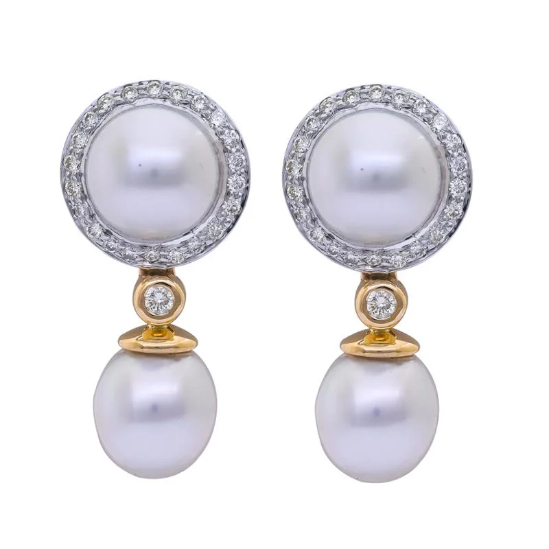 ladies-ethnic-leverback-earrings-Earrings- South Sea Pearl and Diamond  (38DM)