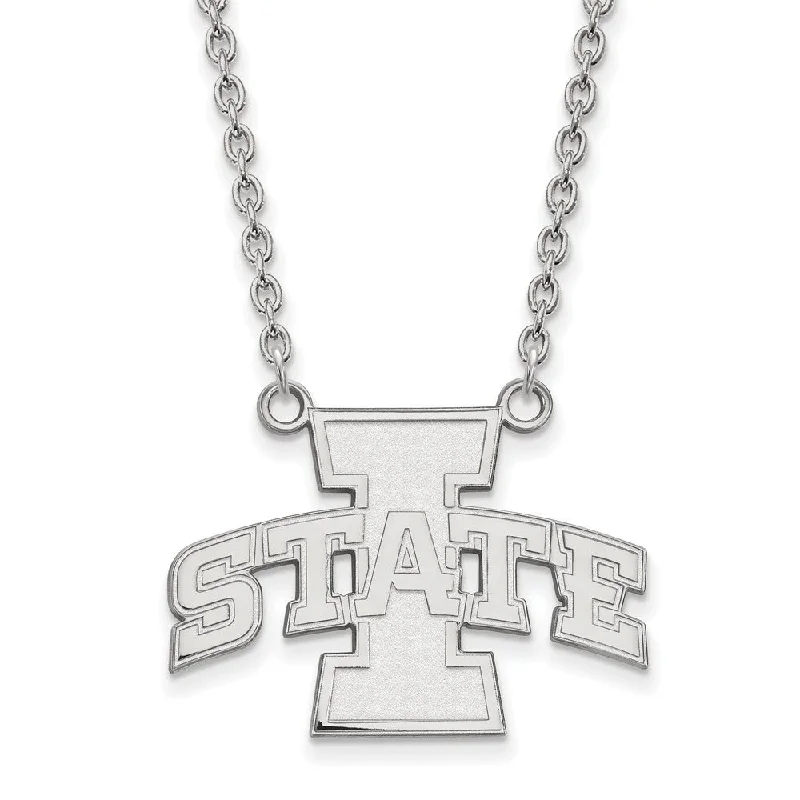 Ladies necklaces with twilight quartz -10k White Gold Iowa State 'I State' Pendant Necklace