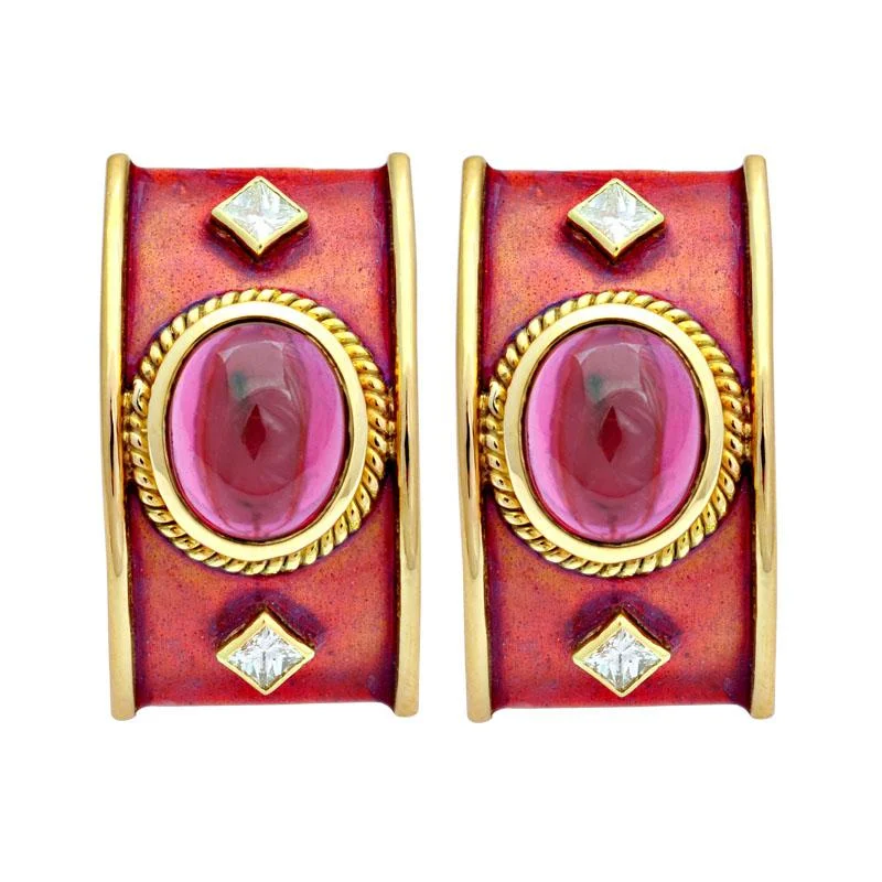 ladies-wedding-bar-earrings-Earrings-Rubellite and Diamond (Enamel)  (1974A)