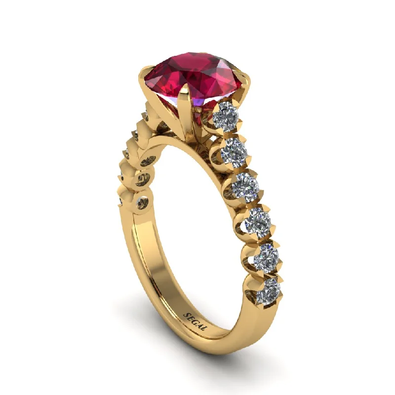 engagement-oval-silver-rings-2ct Round Cut Ruby 14K Gold Engagement Ring - Christina No. 10