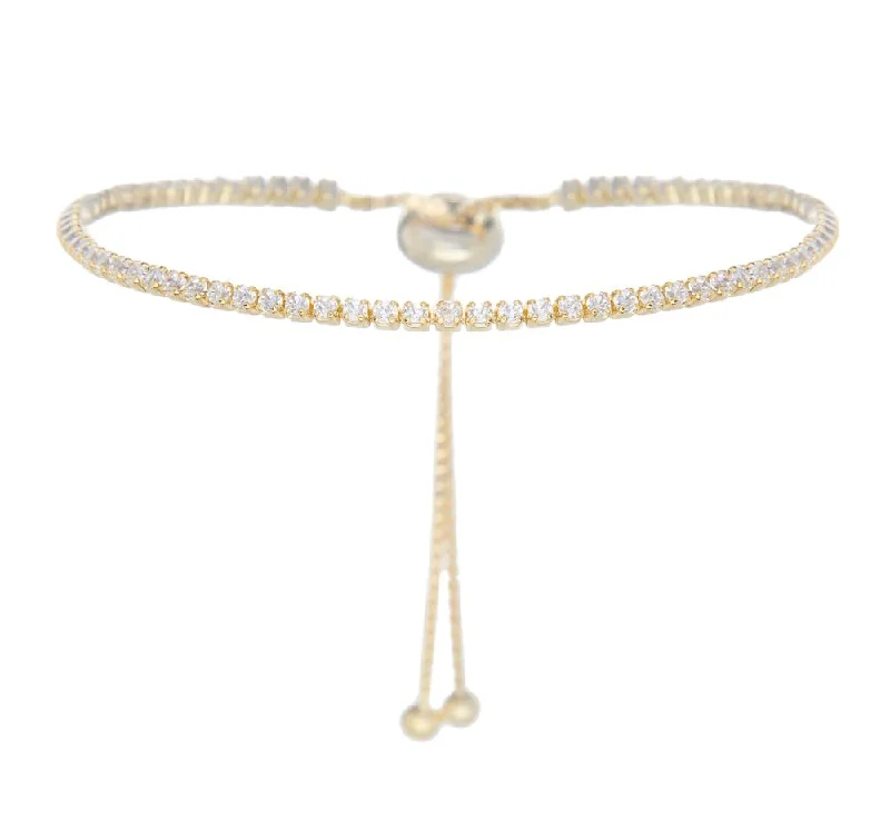 Ladies bracelets for book vibes -SINGLE ROW PULL BRACELET, GOLD