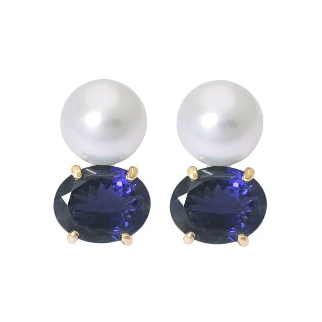 ladies-statement-pearl-earrings-Earrings- Iolite and South Sea Pearl