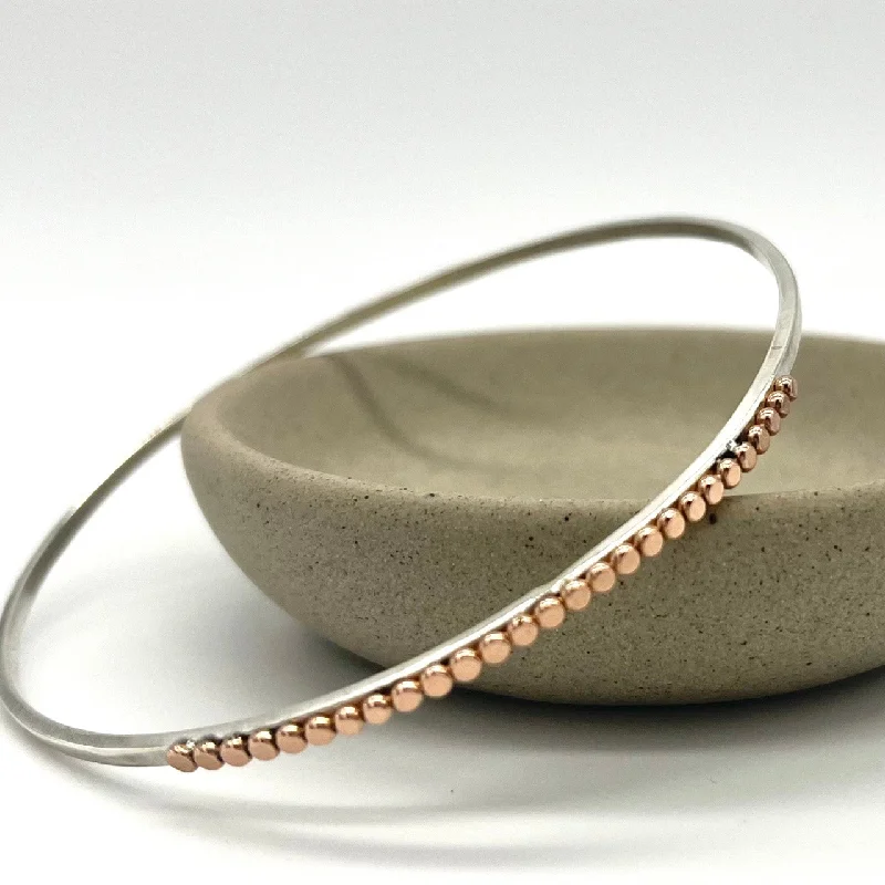 Ladies bracelets bold elegance -14kt Rose Gold-Filled Beaded Bangle Bracelet - Argentium Silver - Nickel Free