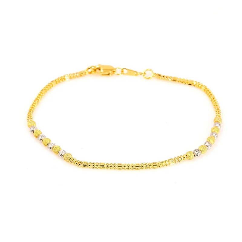 Ladies bracelets with dusk tourmaline -22K Multi Tone Gold Bracelet W/ Varied Gold Ball Designs