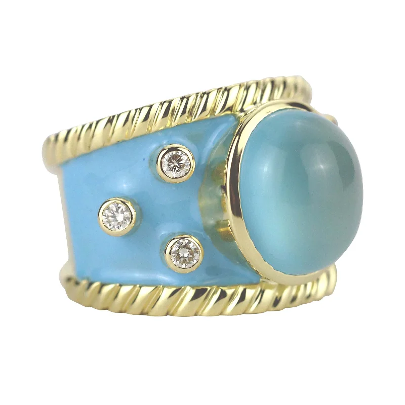 ladies-marquise-cut-sapphire-rings-Ring Chalcedony And Diamond (enamel)