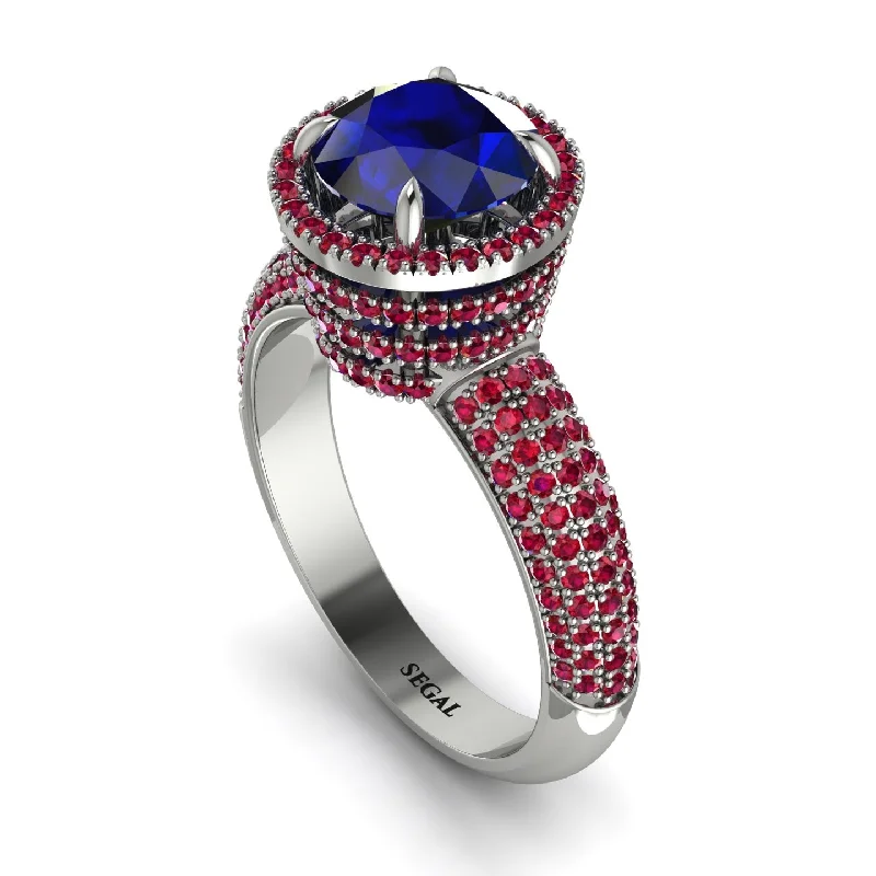 engagement-bridal-channel-set-rings-Sapphire Cluster Halo Engagement Ring - Katie No. 60