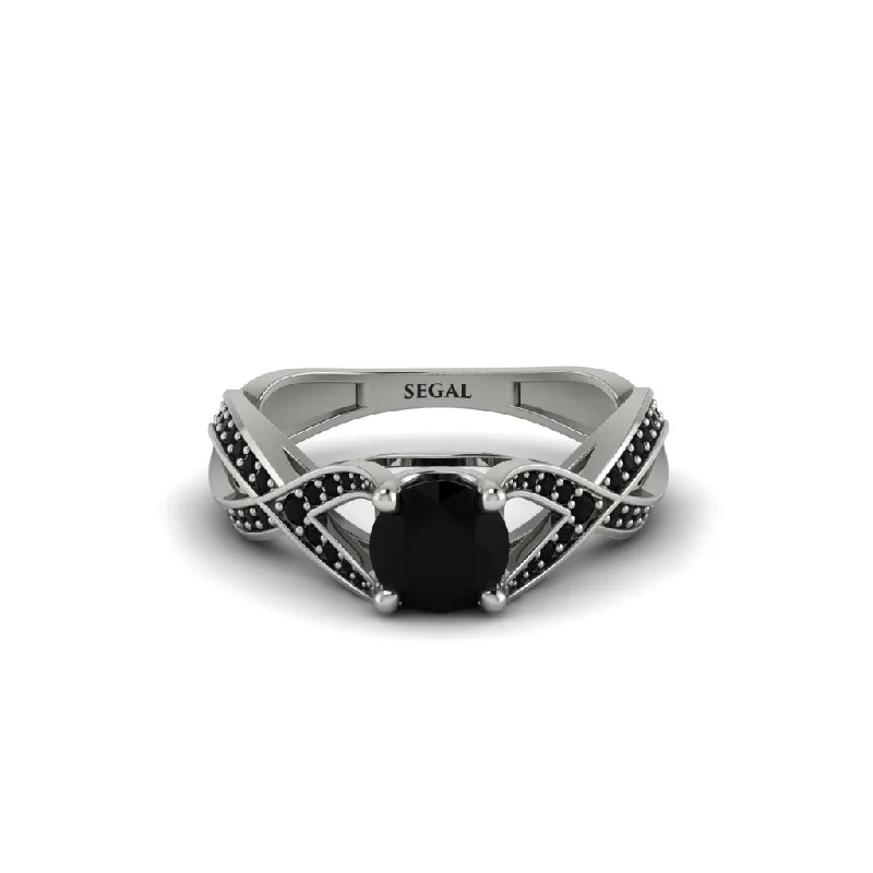 engagement-gold-halo-rings-Black Diamond Eternal Twist Engagement Ring - Maisie No. 39