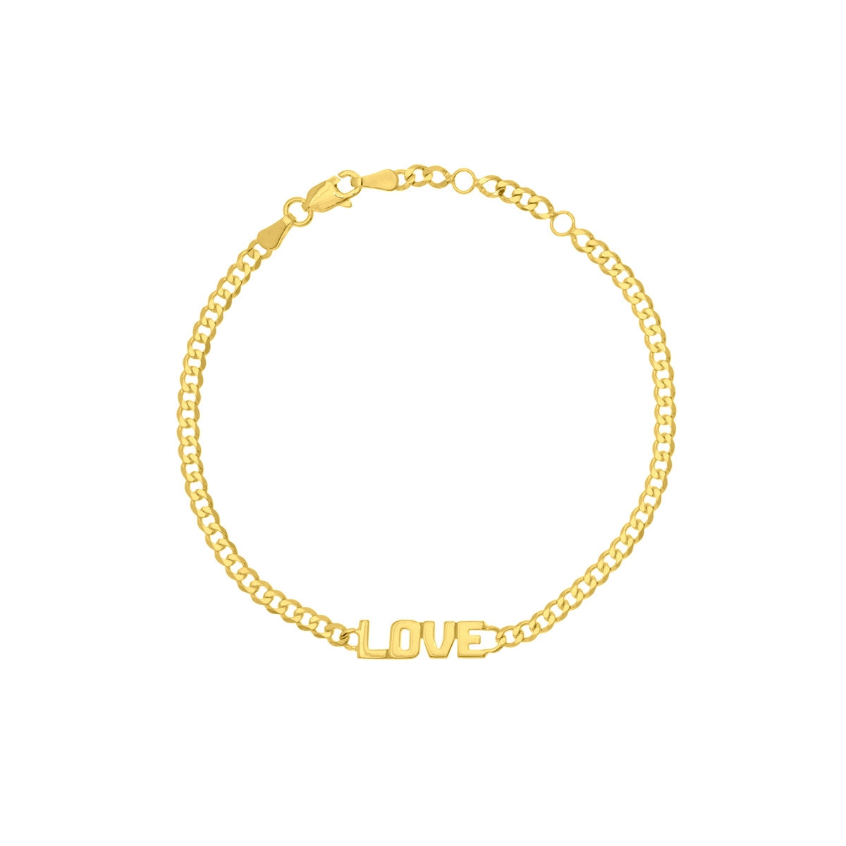 Ladies bracelets for boho vibes -14K Yellow Gold Curb Chain "Love" Bracelet