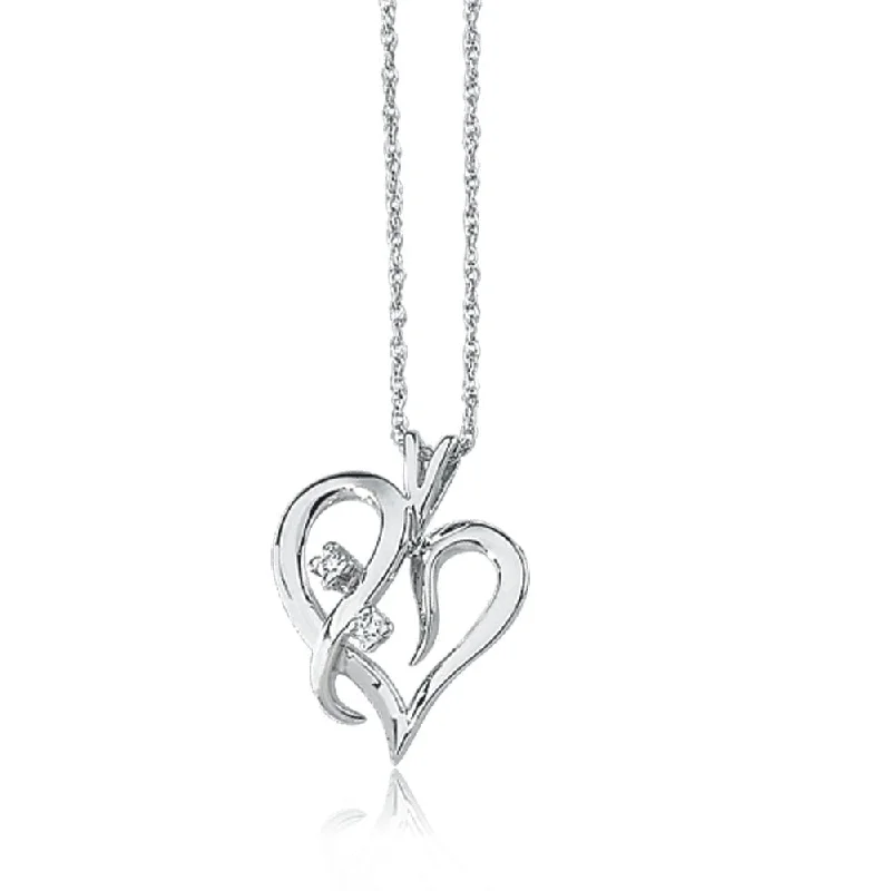 Ladies necklaces with dusk hematite -.03 Carat Diamond Heart Necklace in 14k White Gold